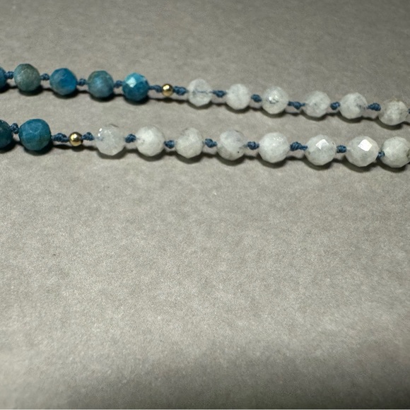 Handmade 18k gold•Apatite & Moonstone gemstone necklace. - Picture 3 of 6